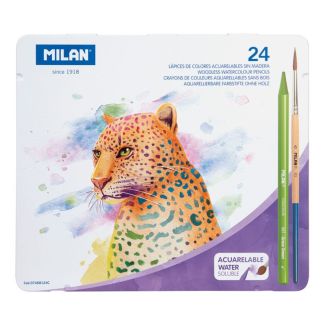CAJA METÁLICA 24 LÁPICES TODO MINA DE COLOR ACUARELABLES TODOCOLOR + PINCEL MILAN 07468124C 
