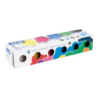 CAJA 6 TARROS DE 25 ML DE TEMPERAS DE COLORES MILAN 329906 