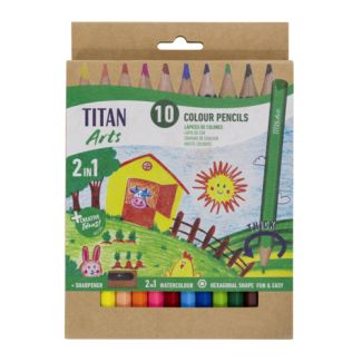10 Lápices de colores acuarelables + sacapuntas TITAN ARTS 130110010 
