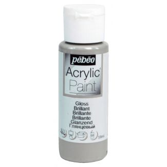 PINTURA ACRILICA BRILLANTE GRIS ACERO 59ML PEBEO 97864