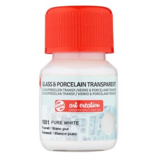 FRASCO DE PINTURA PARA VIDRIO Y PORCELANA TRANSPARENTE BLANCO PURO 30 ML ART CREATION 1001