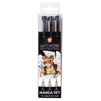 ESTUCHE COLECCIÓN EXCLUSIVA MANGA DE 3 ROTULADORES NEGROS 01-05-08 PIGMA MICRON SAKURA POXSDKMAN3