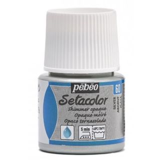 PINTURA OPACA TORNASOLADA AL AGUA PARA TEJIDOS SETACOLOR BLANCO PLATA 45ML PEBEO 295-060