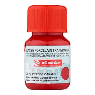 FRASCO DE PINTURA PARA VIDRIO Y PORCELANA TRANSPARENTE CARMIN INTENSO 30 ML ART CREATION 3025