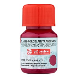 FRASCO DE PINTURA PARA VIDRIO Y PORCELANA TRANSPARENTE MAGENTA SUAVE 30 ML ART CREATION 3503