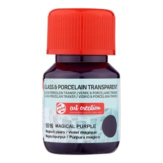 FRASCO DE PINTURA PARA VIDRIO Y PORCELANA TRANSPARENTE PURPURA MAGICO 30 ML ART CREATION 5516