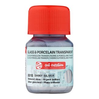 FRASCO DE PINTURA PARA VIDRIO Y PORCELANA TRANSPARENTE PLATA BRILLANTE 30 ML ART CREATION 8015