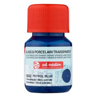 FRASCO DE PINTURA PARA VIDRIO Y PORCELANA TRANSPARENTE AZUL PETROLEO 30 ML ART CREATION 35032