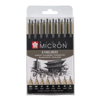 ESTUCHE DE 8 PUNTAFINAS NEGROS PIGMA MICRON SAKURA POXSDK8