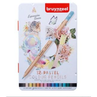 CAJA DE METAL CON 12 LAPICES DE COLORES PASTEL BRUYNZEEL 60312112 