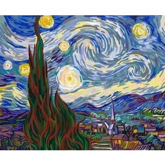 LIENZO PARA PINTAR POR NUMEROS - LA NOCHE ESTRELLADA VAN GOGH FIGURED ARTS 8032116