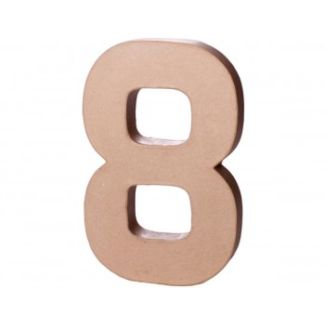 NUMERO 8 PAPEL MACHE CON VOLUMEN 20CM ALTO 2,5CM ANCHO 70248