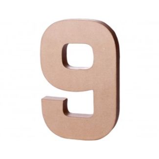 NUMERO 9 PAPEL MACHE CON VOLUMEN 20CM ALTO 2,5CM ANCHO 70249