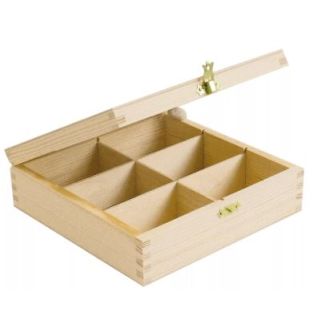 CAJA PARA TÉ/INFUSIONES DE MADERA CON 6 COMPARTIMENTOS 21,2X21,2X8,5CM CTOP 7548