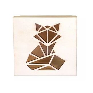 CAJA DE MADERA CON FIGURA DE ZORRO DE ORIGAMI 11,3X11,3X5CM CTOP 7868 