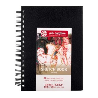 SKETCH BOOK NEGRO CON ESPIRAL DE 14X21CM CON 80 HOJAS DE 110GR ART CREATION 9313142M