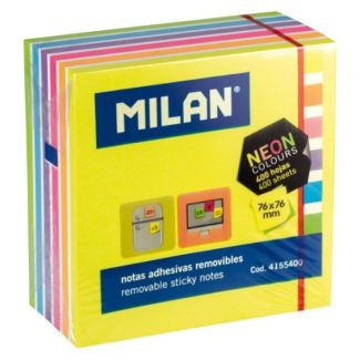 BLOC 400 NOTAS ADHESIVAS DE COLORES FLUORESCENTES 76X76MM MILAN 4155400