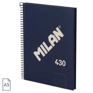 CUADERNO A5 AZUL CON ESPIRAL Y TAPA DURA DE 80 HOJAS BLANCAS, COLECCION 430 DESDE 1918 MILAN 57151E80B
