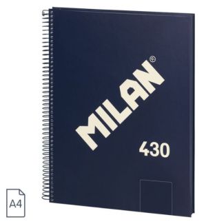 CUADERNO A4 AZUL CON ESPIRAL Y TAPA DURA DE 80 HOJAS BLANCAS, COLECCION 430 DESDE 1918 MILAN  57141E80B