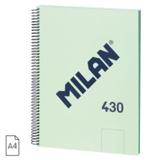 CUADERNO A4 VERDE CON ESPIRAL Y TAPA DURA DE 80 HOJAS BLANCAS, COLECCION 430 DESDE 1918 MILAN 57141E80GR