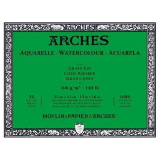 BLOC ENCOLADO 20 HOJAS 31X41CM GRANO FINO 300GR/M2 ARCHES AQUARELLE A1795062