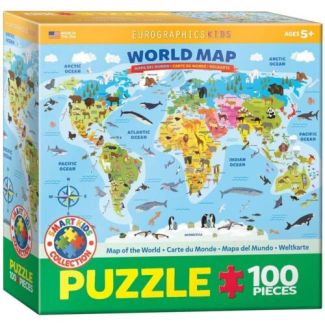 E6100-5554 PUZLE 100PCS WORLD MAP ANIMAL