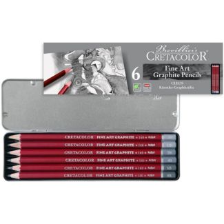 Estuche metálico con 6 lápices de grafito CRETACOLOR 160 25