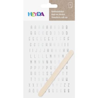 HOJA TRANSFER DE PEGATINAS PARA FROTAR PLATEADAS - ABECEDARIO 10X19CM HEYDA 20-3780933 