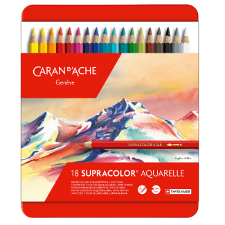 CAJA METALICA DE 18 LAPICES DE COLORES ACUARELABLES SUPRACOLOR CARAN D'ACHE CD3888-318