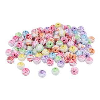 BOTE DE CUENTAS DE PLÁSTICO REDONDAS CON ESPIRALES MULTICOLOR INNSPIRO E7624