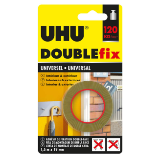 CINTA DE DOBLE CARA DOUBLE FIX UNIVERSAL 19MMX1,5M UHU 36497
