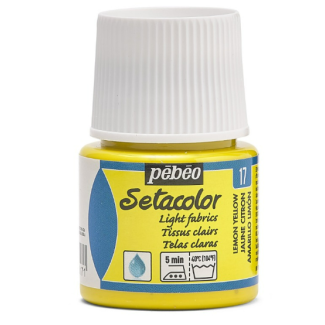 PINTURA AL AGUA PARA TEJIDOS DE COLOR CLARO SETACOLOR - AMARILLO LIMON 45ML PEBEO 329-017