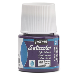 PINTURA AL AGUA PARA TEJIDOS DE COLOR CLARO SETACOLOR - VIOLETA PARMA 45ML PEBEO 329-029