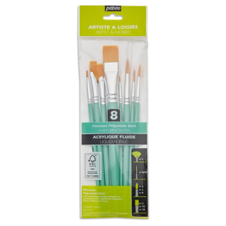SET 8 PINCELES VARIADOS DE MANGO CORTO PEBEO 952313 