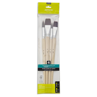 SET 4 PINCELES VARIADOS DE MANGO CORTO PEBEO 952402 