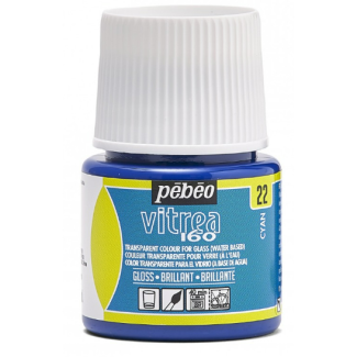 PINTURA AL AGUA PARA VIDRIO VITREA CYAN 45ML PEBEO 111022