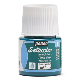 PINTURA AL AGUA PARA TEJIDOS DE COLOR CLARO SETACOLOR TURQUESA 45ML PEBEO 329-030