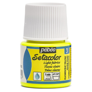 PINTURA AL AGUA PARA TEJIDOS DE COLOR CLARO SETACOLOR AMARILLO FLUORESCENTE 45ML PEBEO 329-031