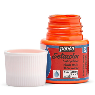 PINTURA AL AGUA PARA TEJIDOS DE COLOR CLARO SETACOLOR NARANJA FLUORESCENTE 45ML PEBEO 329-032