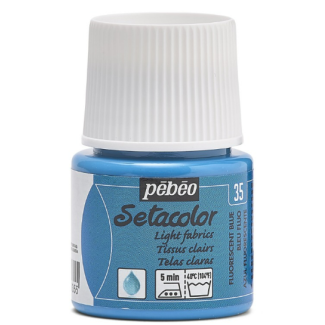 PINTURA AL AGUA PARA TEJIDOS DE COLOR CLARO SETACOLOR AZUL FLUORESCENTE 45ML PEBEO 329-035 
