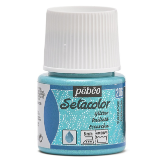 PINTURA AL AGUA PARA TEJIDOS DE COLOR CLARO CON PURPURINA SETACOLOR TURQUESA 45ML PEBEO 329206 