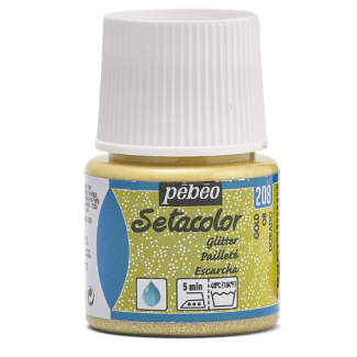 PINTURA AL AGUA PARA TEJIDOS DE COLOR CLARO CON PURPURINA SETACOLOR ORO RICO 45ML PEBEO 329208