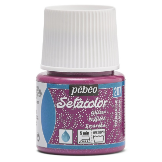 PINTURA AL AGUA PARA TEJIDOS DE COLOR CLARO CON PURPURINA SETACOLOR TURMALINA 45ML PEBEO 329207