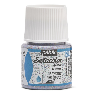 PINTURA AL AGUA PARA TEJIDOS DE COLOR CLARO CON PURPURINA SETACOLOR MULTICOLOR 45ML PEBEO 329210 
