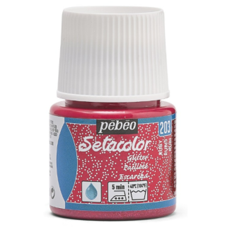 PINTURA AL AGUA PARA TEJIDOS DE COLOR CLARO CON PURPURINA SETACOLOR RUBI 45ML PEBEO 329203 