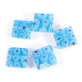 CUENTAS DE VIDRIO MILFLORES CUADRADOS AZULES 21221 