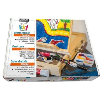 SET DE MALETIN/CABALLETE CON ACRILICOS PARA NIÑOS ARTIST KID PEBEO 374792