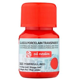 FRASCO DE PINTURA PARA VIDRIO Y PORCELANA TRANSPARENTE ROJO PODER 30 ML ART CREATION 3023
