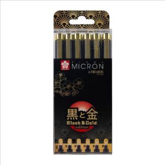 ESTUCHE 6 PIGMA MICRON NEGRO EDICION BLACK & GOLD SAKURA POXSDKB6YOS