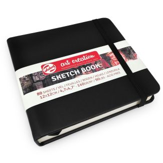 SKETCH BOOK NEGRO BLOC DE 12X12CM CON 80 HOJAS DE 140GR ART CREATION 9314004M